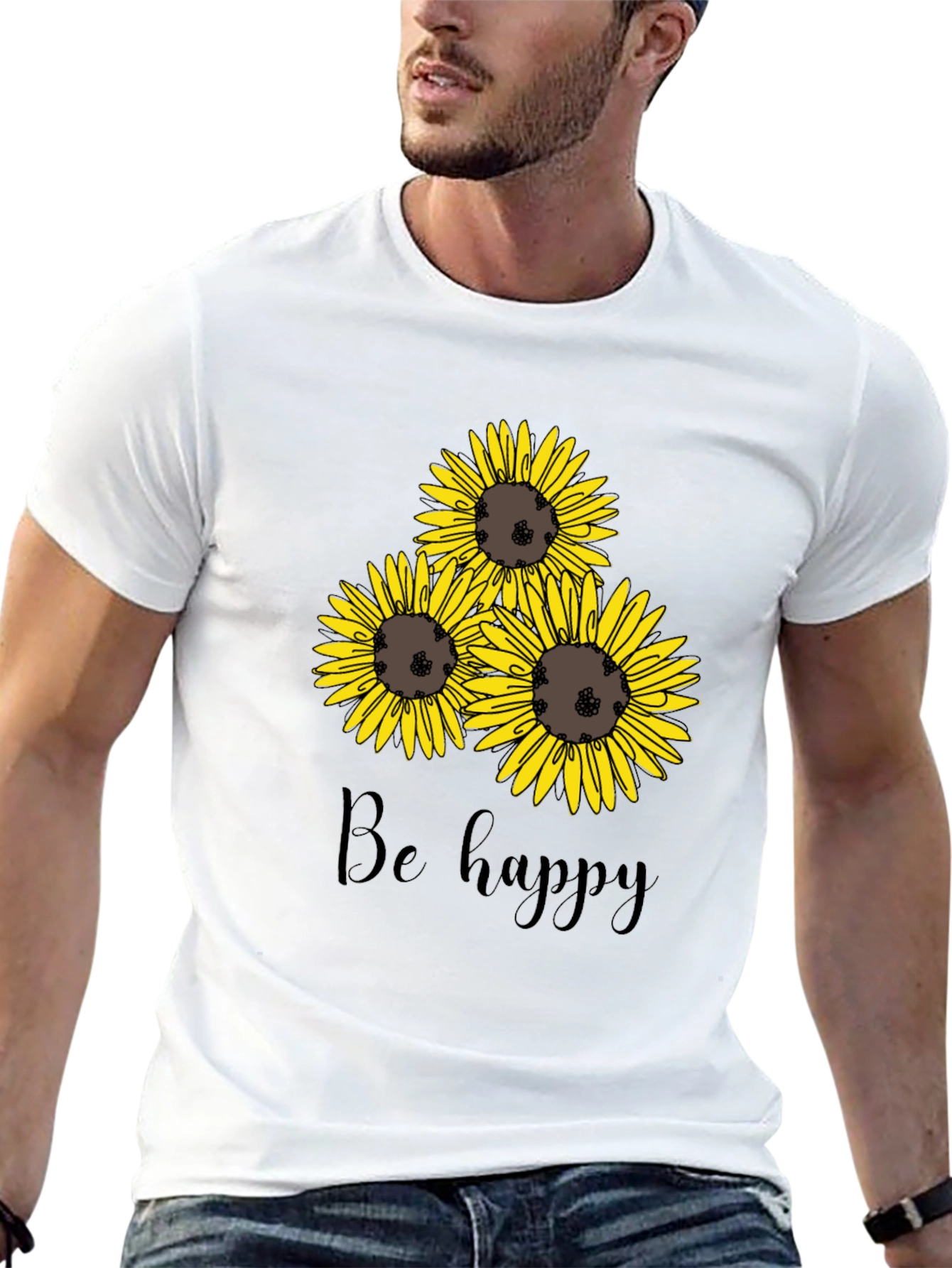 Sunflower Be Happy Graphic Print Tee