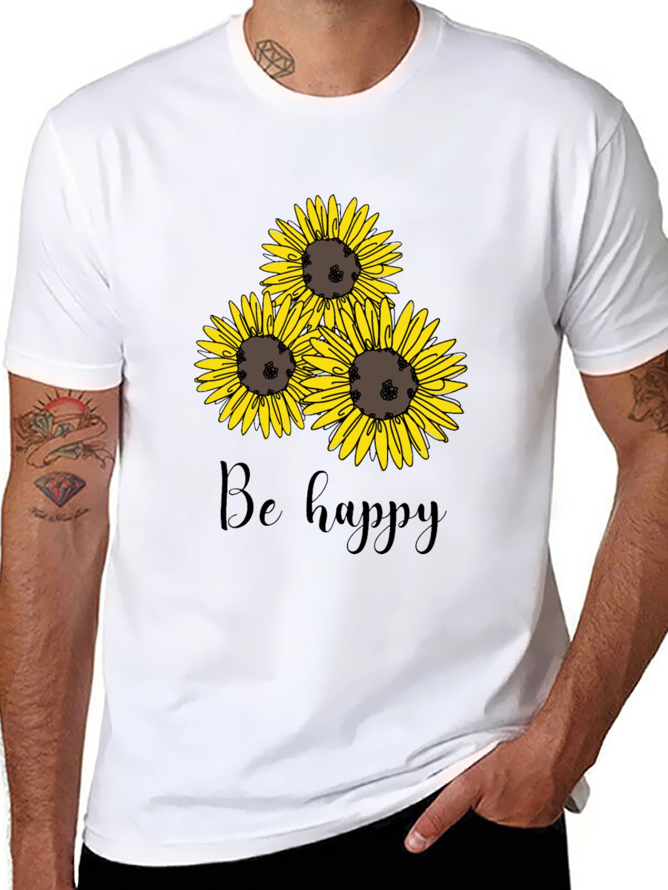 Sunflower Be Happy Graphic Print Tee