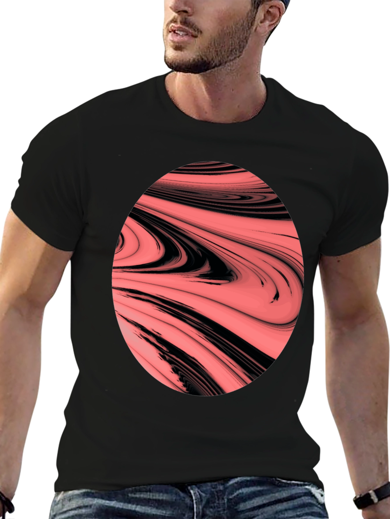 Abstract Swirl Graphic Tee - Bold & Unique Design