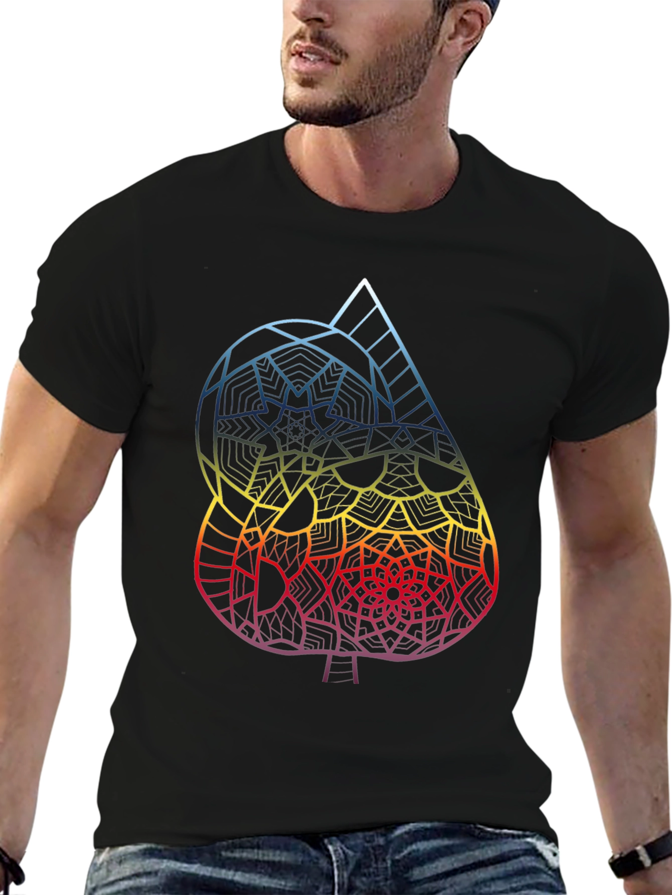 Abstract Spade Graphic Tee - Mens Black T-Shirt