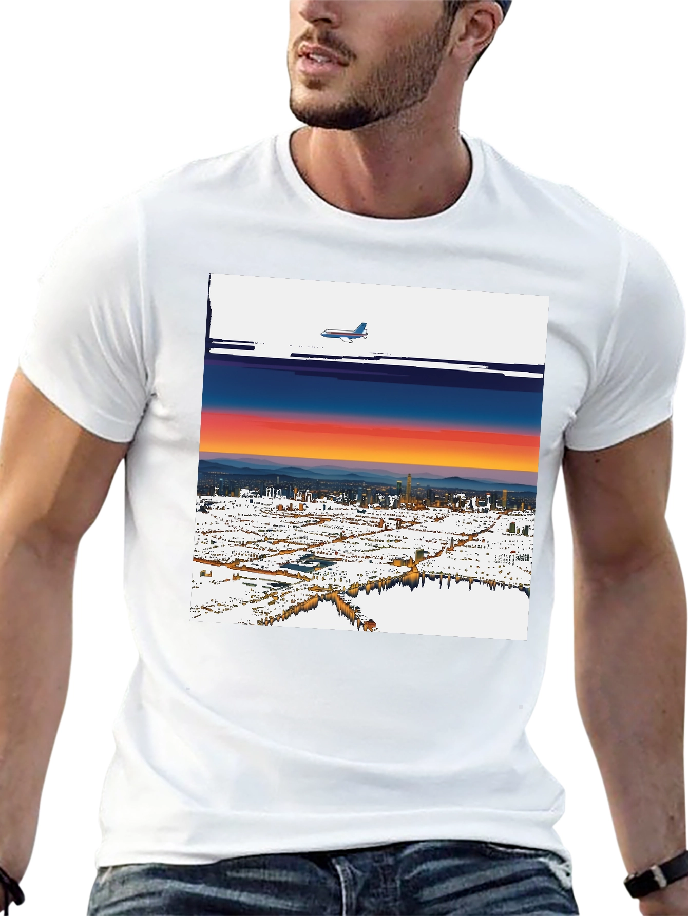 Sunset Plane Graphic Tee - Cool Urban Style