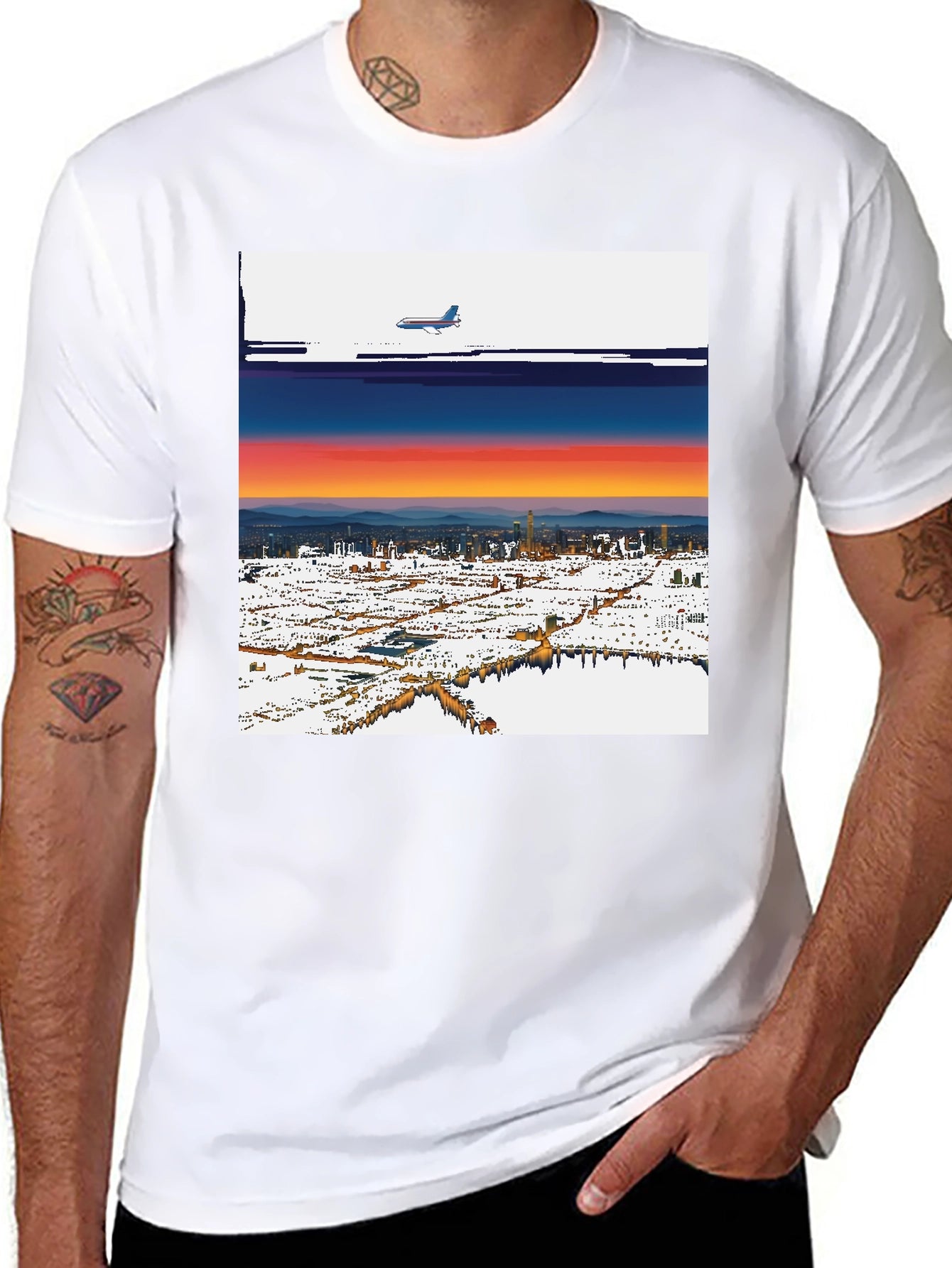 Sunset Plane Graphic Tee - Cool Urban Style