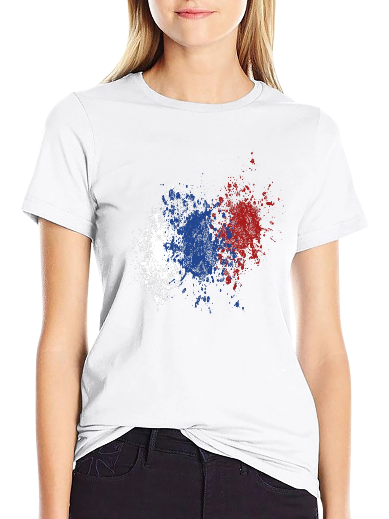 Abstract Flag Splatter Graphic T-Shirt