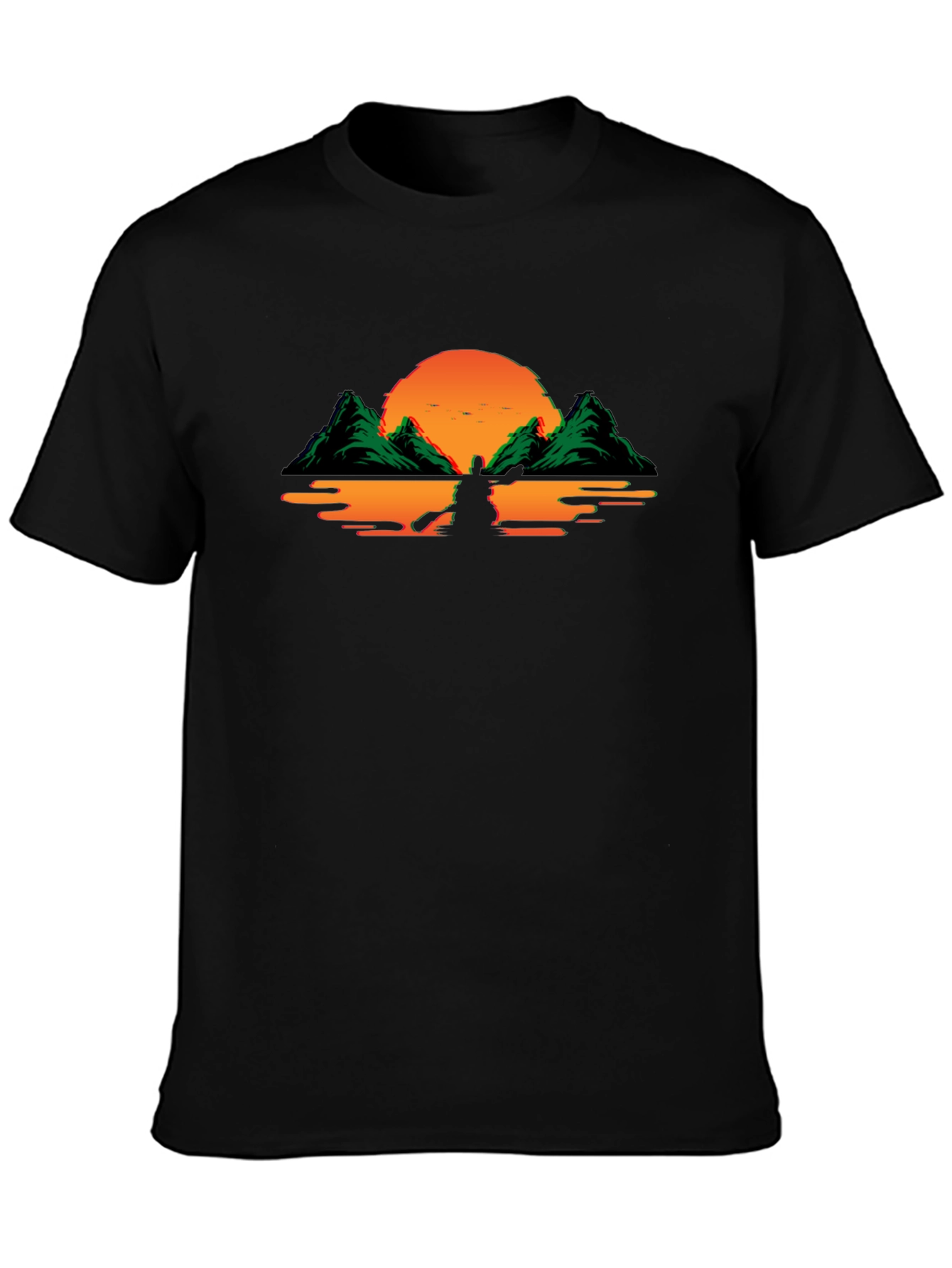Sunset Kayak Graphic Tee - Black T-Shirt