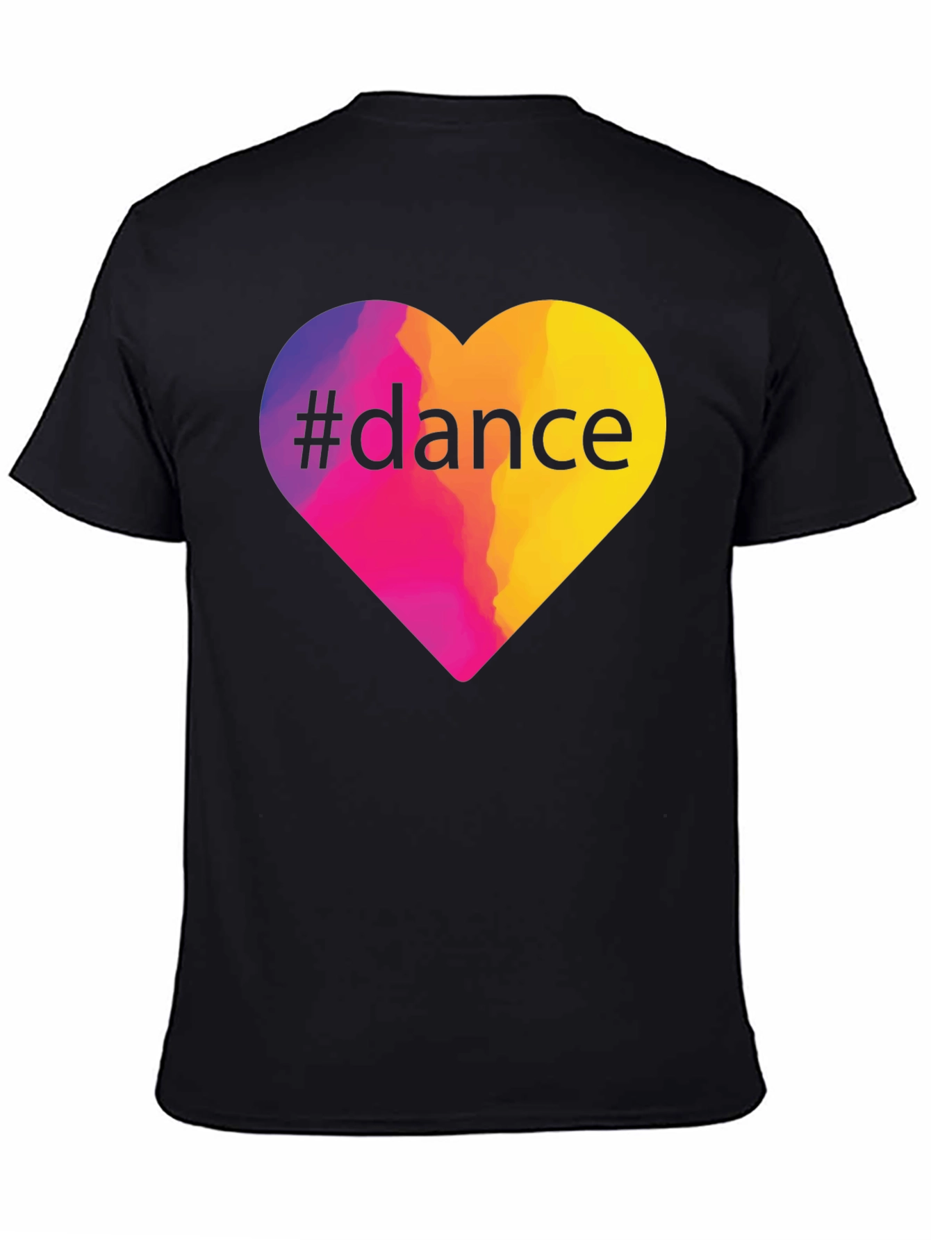 #Dance Heart Graphic Tee - Black Cotton T-Shirt