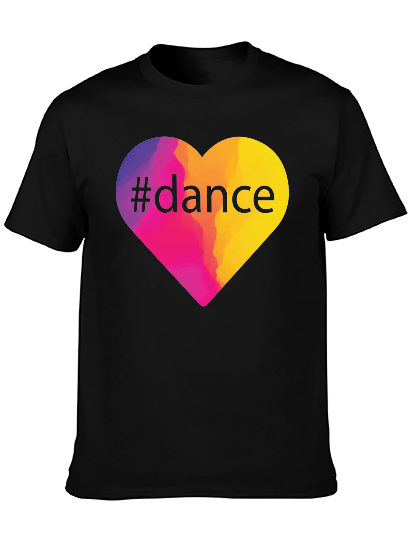 #Dance Heart Graphic Tee - Black Cotton T-Shirt