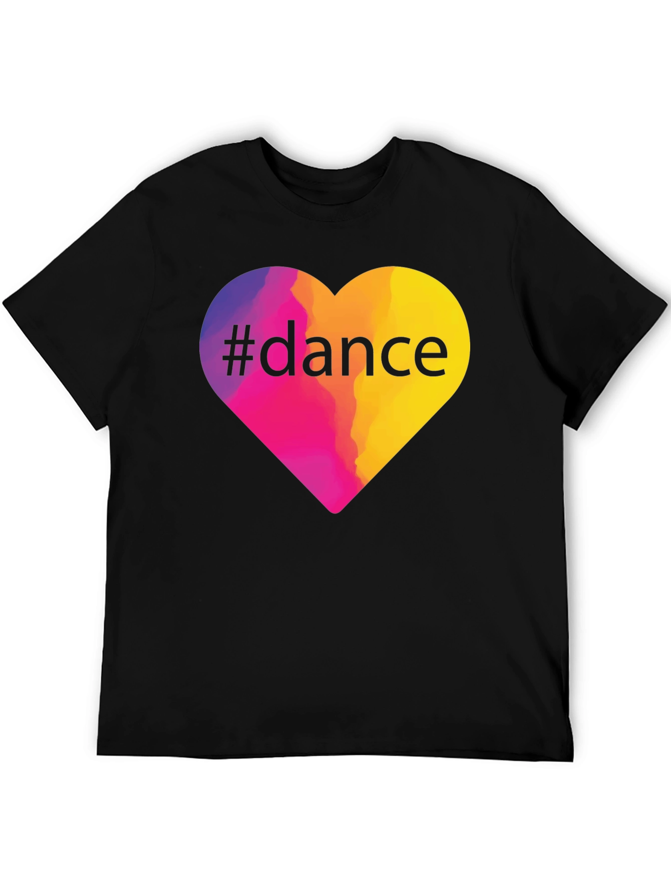 #Dance Heart Graphic Tee - Black Cotton T-Shirt