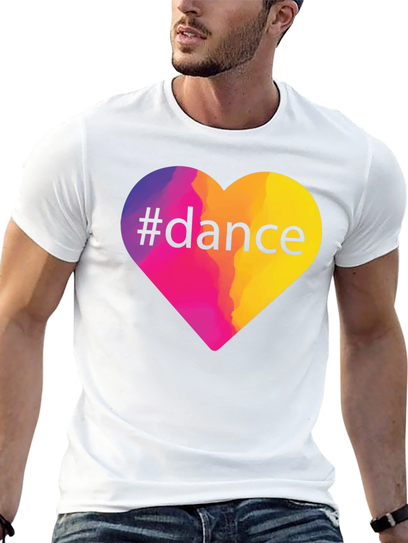 #Dance Heart Graphic Tee - Black Cotton T-Shirt