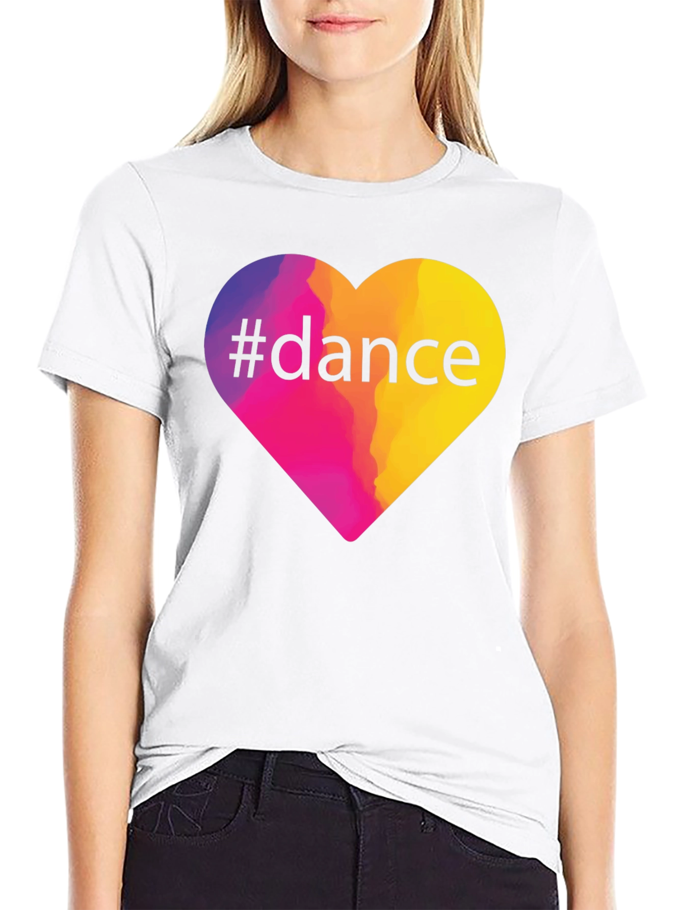 #Dance Heart Graphic Tee - Black Cotton T-Shirt