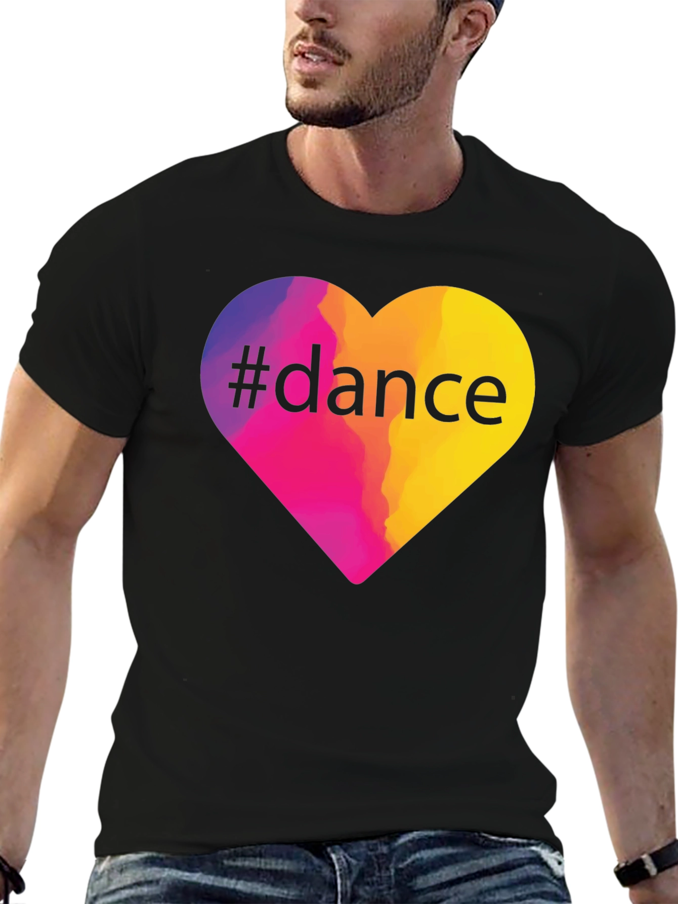 #Dance Heart Graphic Tee - Black Cotton T-Shirt