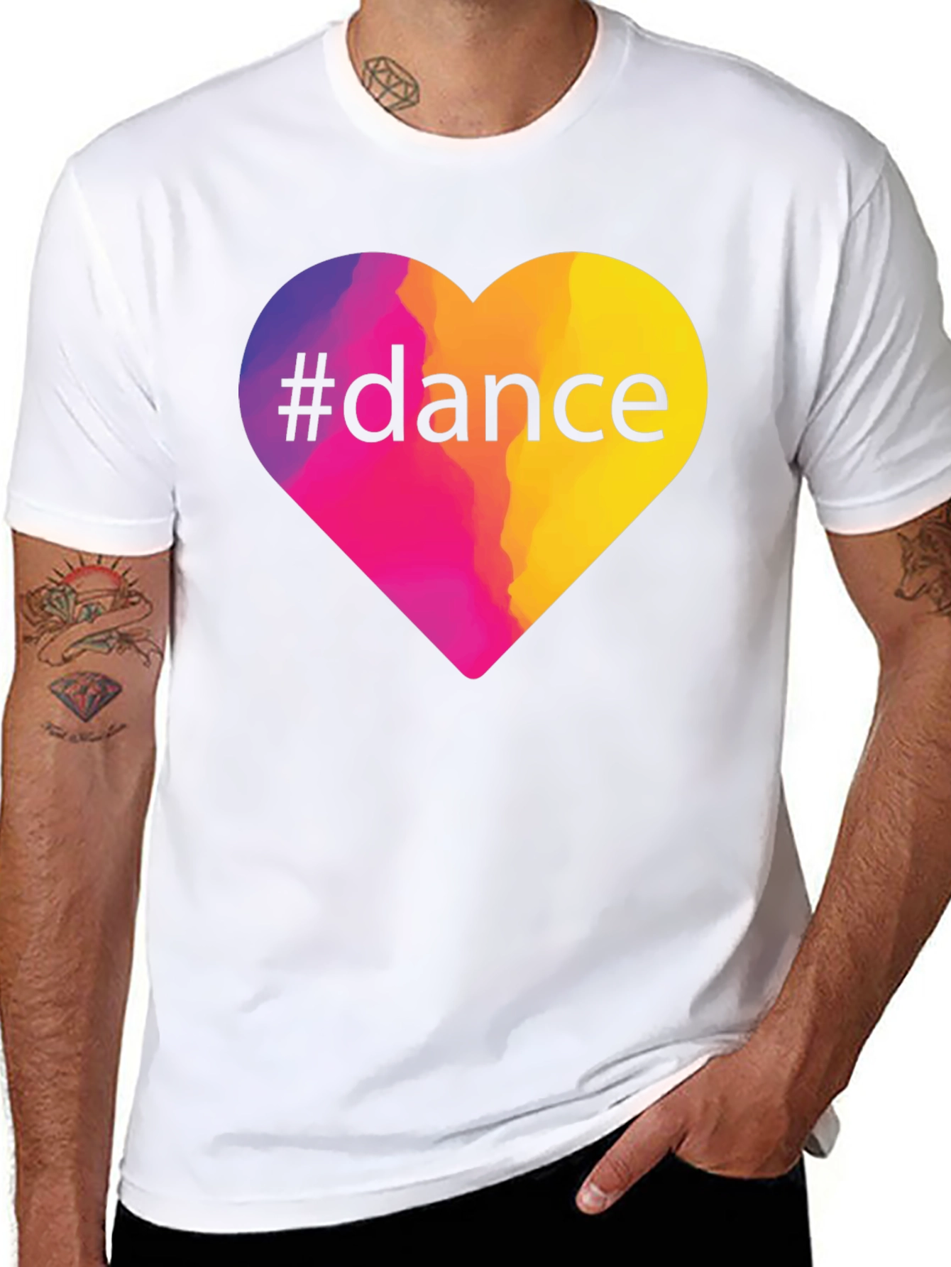 #Dance Heart Graphic Tee - Black Cotton T-Shirt