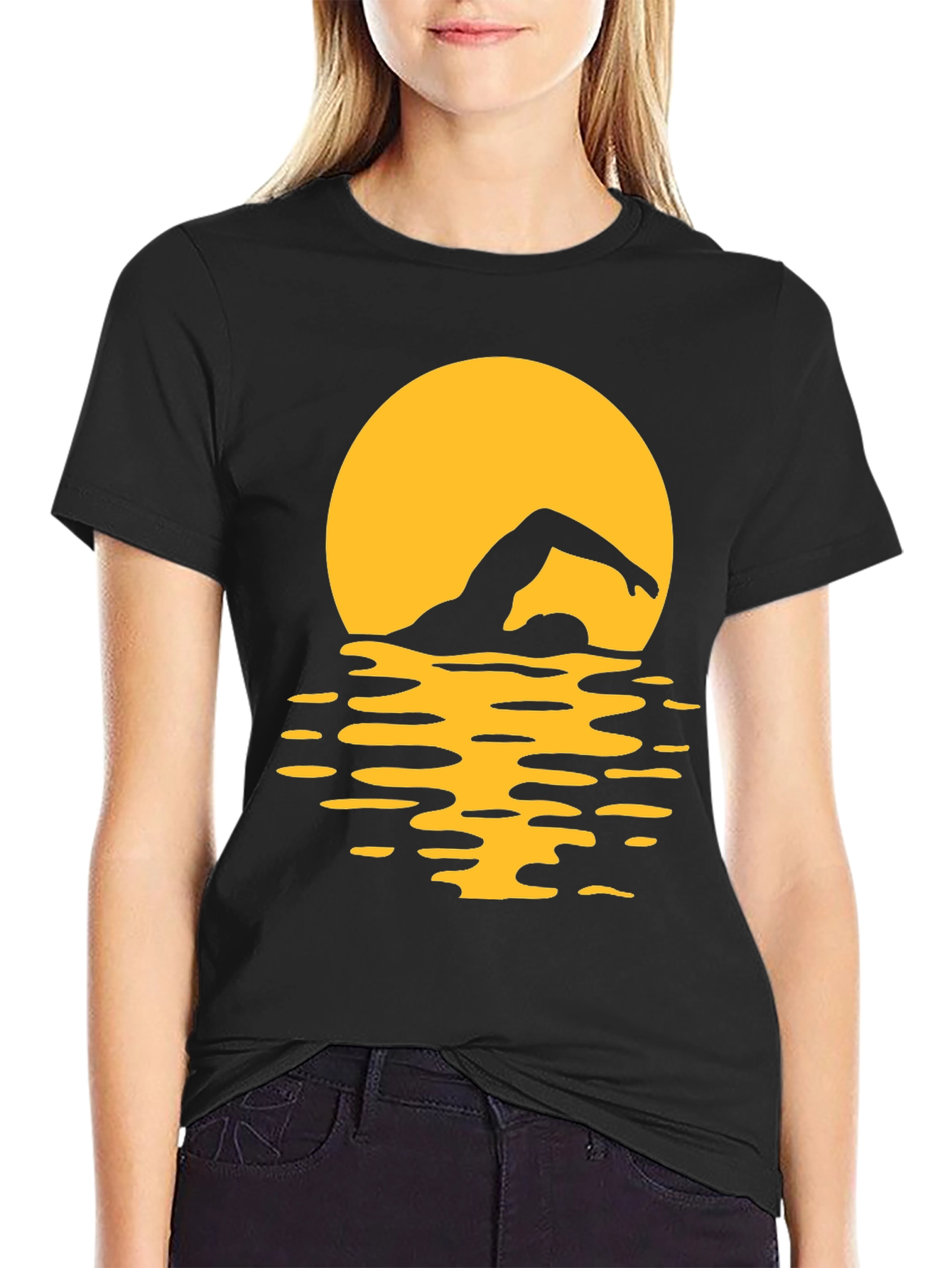 Swimmer Silhouette Tee - Sunset Swim T-Shirt