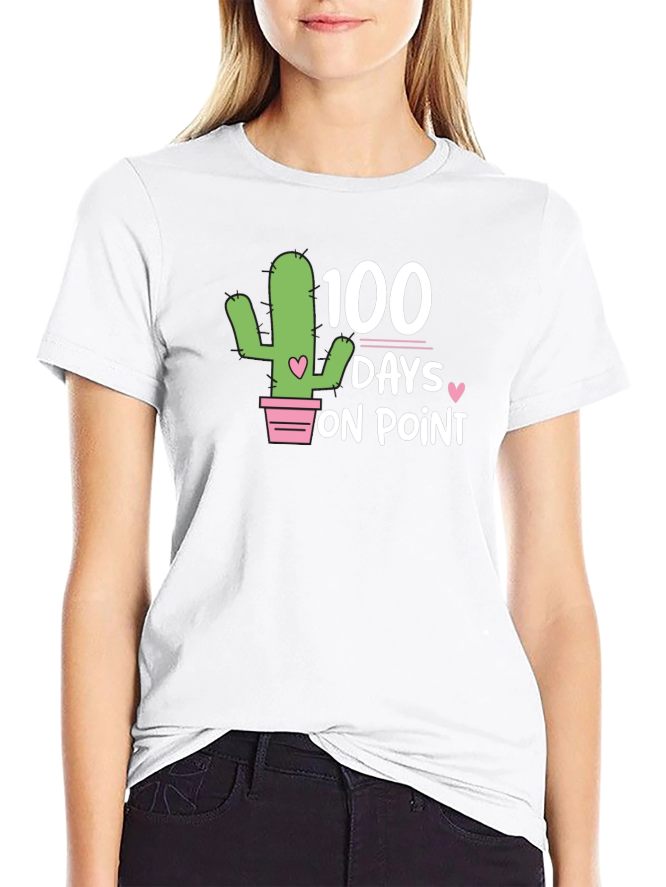 100 Days On Point T-Shirt - Cactus Design