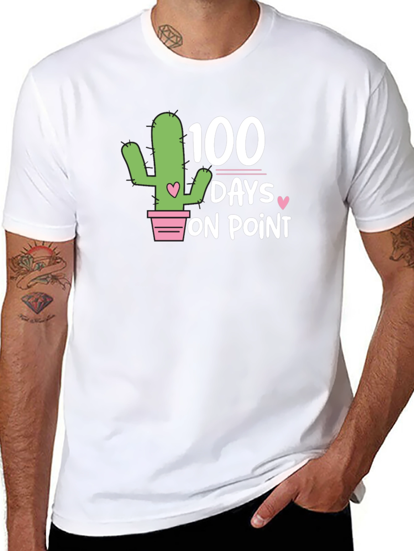 100 Days On Point T-Shirt - Cactus Design