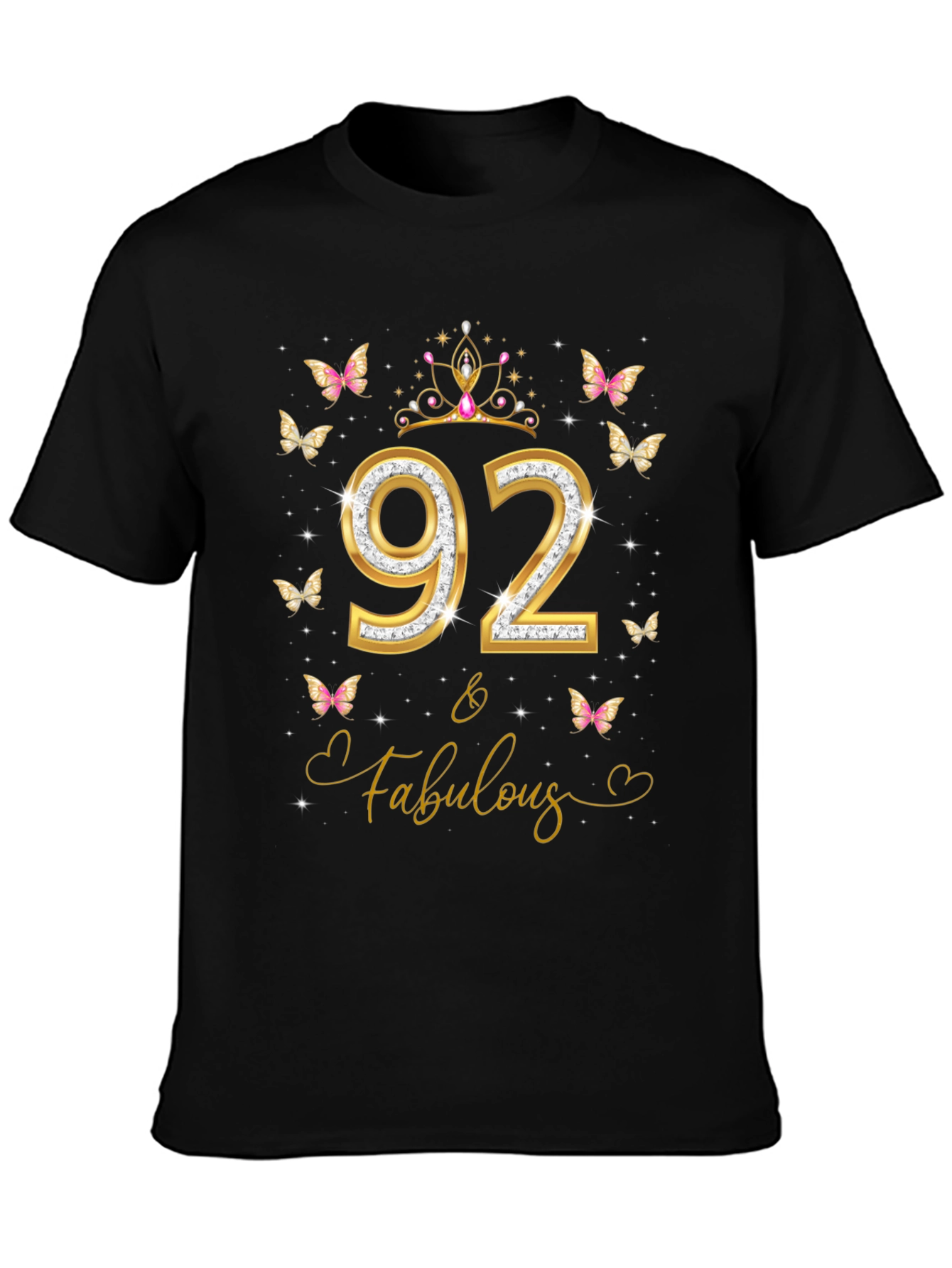 92 & Fabulous Birthday T-Shirt - Womens