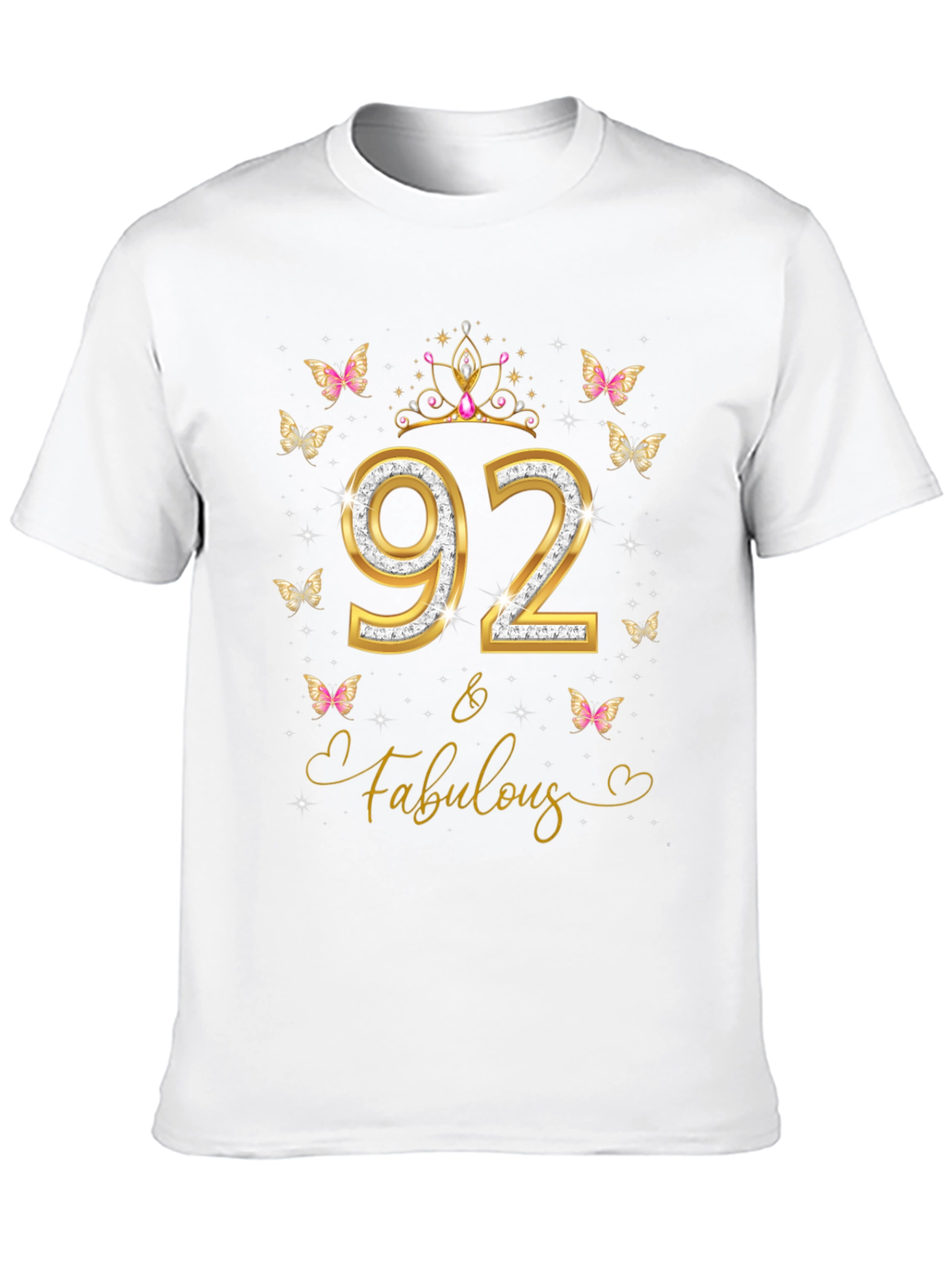 92 & Fabulous Birthday T-Shirt - Womens
