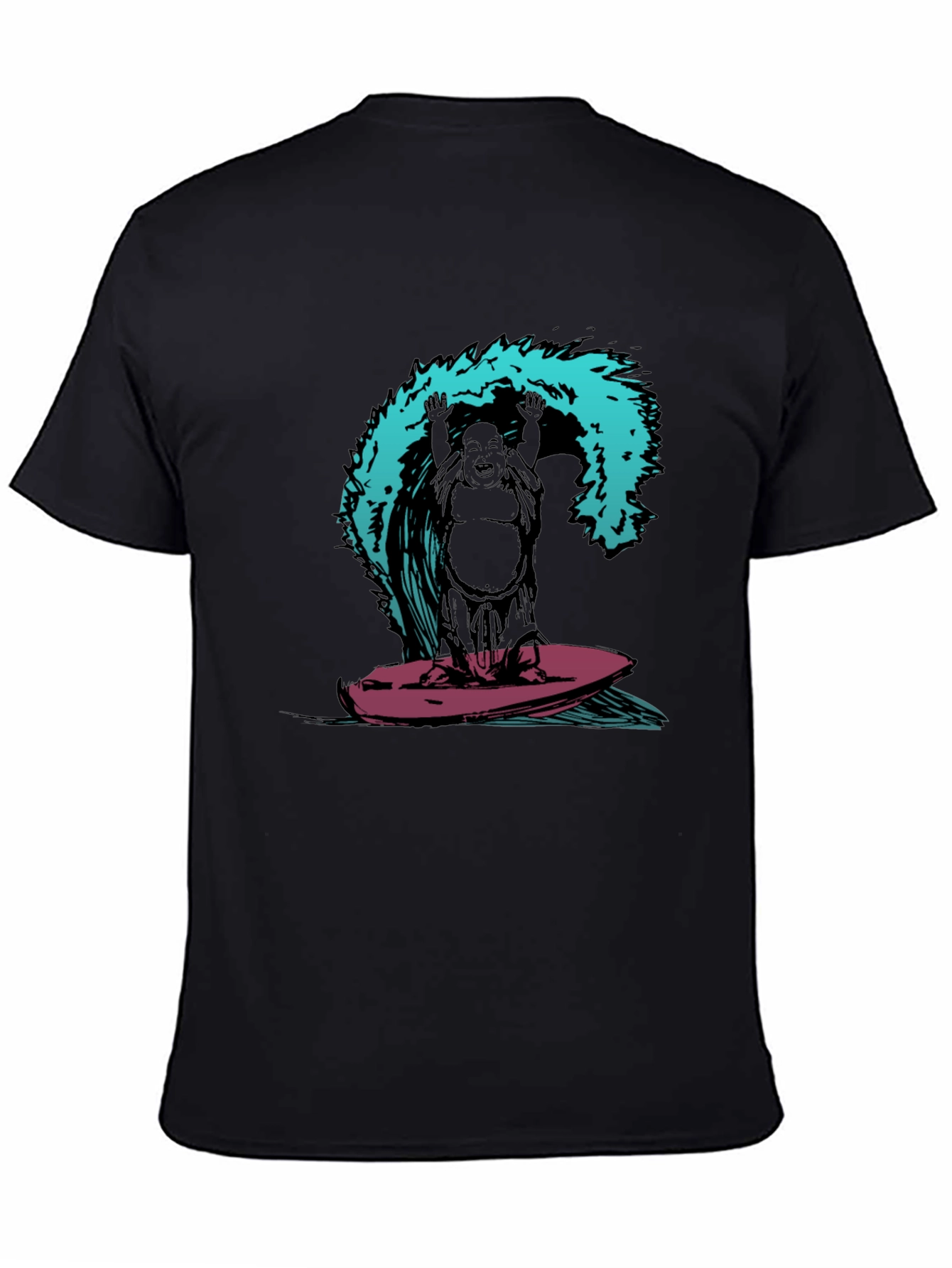 Surfing Buddha Graphic T-Shirt - Black