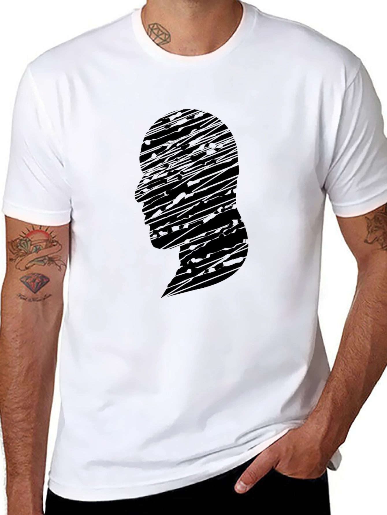 Abstract Silhouette Graphic Black T-Shirt