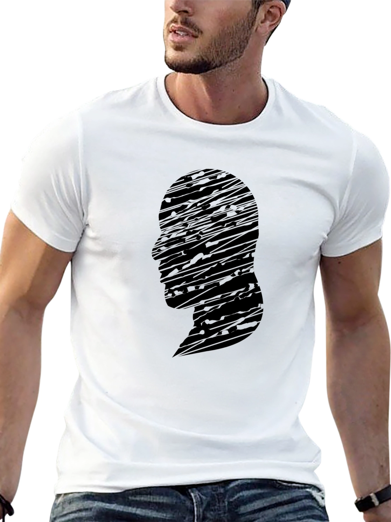 Abstract Silhouette Graphic Black T-Shirt