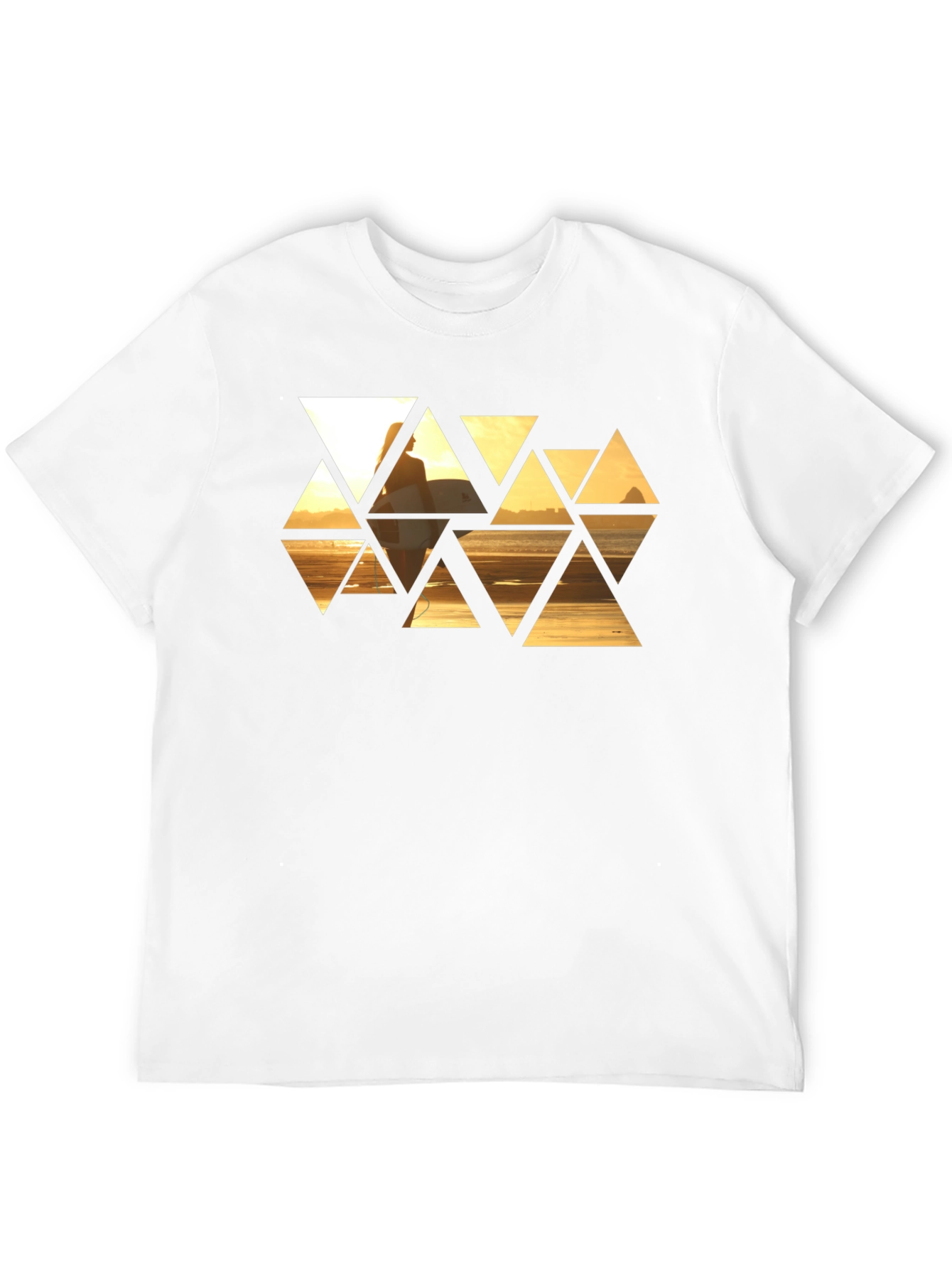 Sunset Triangles Graphic T-Shirt - Stylish Black Tee
