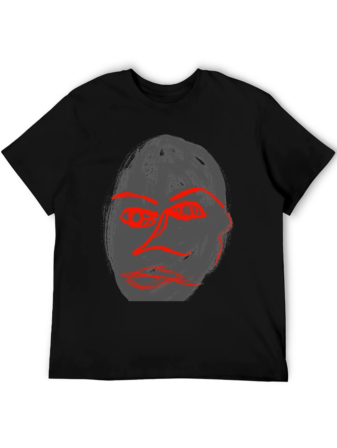 Abstract Face Graphic Black Tee