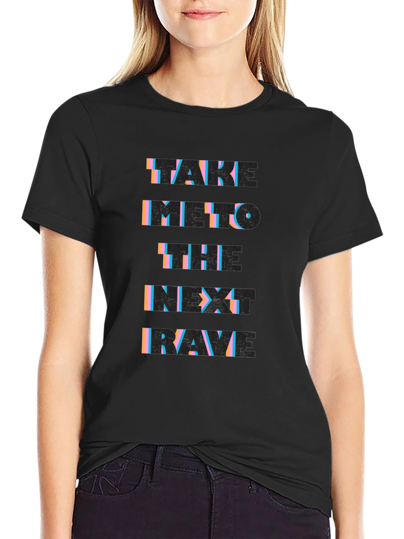 Take Me To The Next Rave Black Graphic T-Shirt