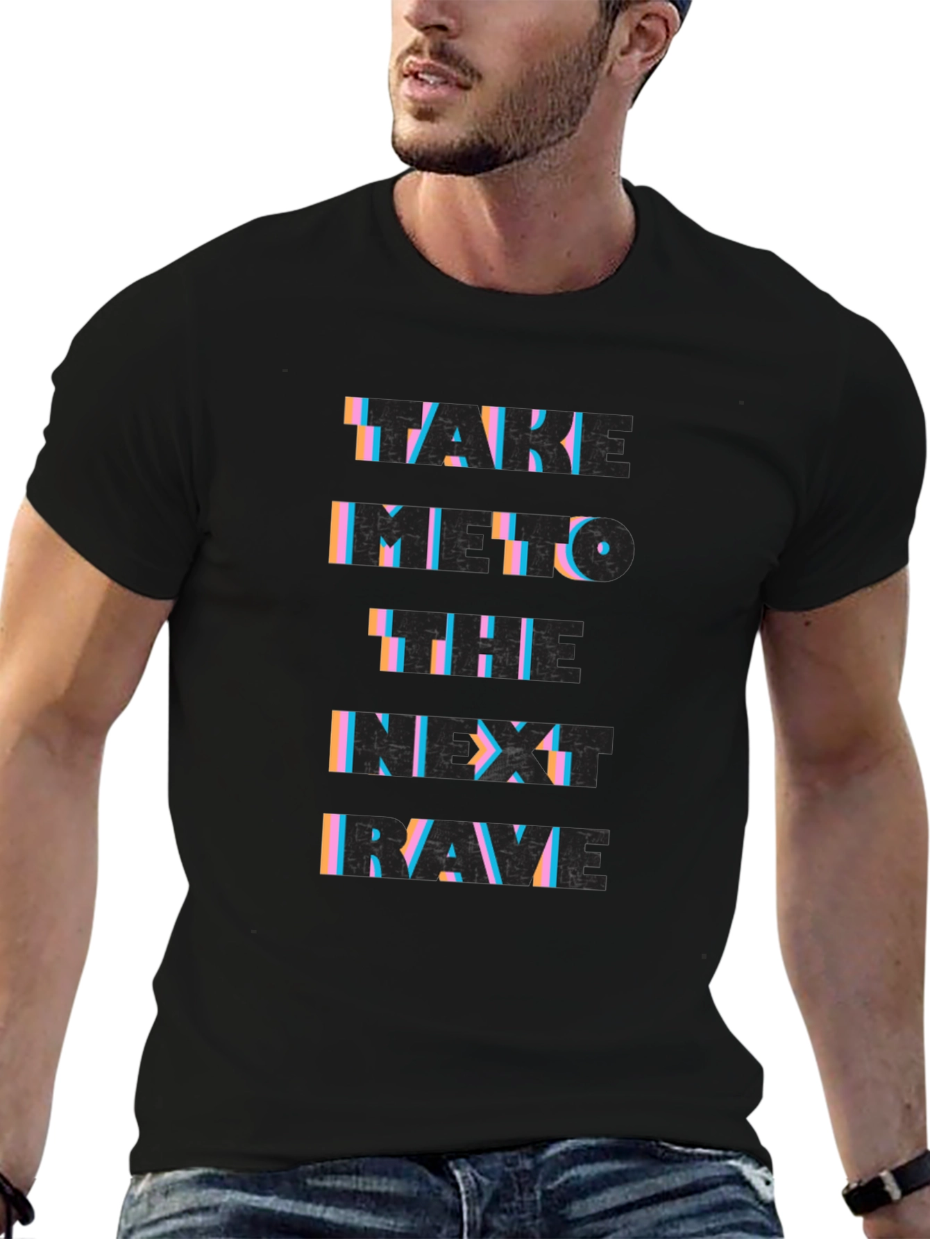 Take Me To The Next Rave Black Graphic T-Shirt