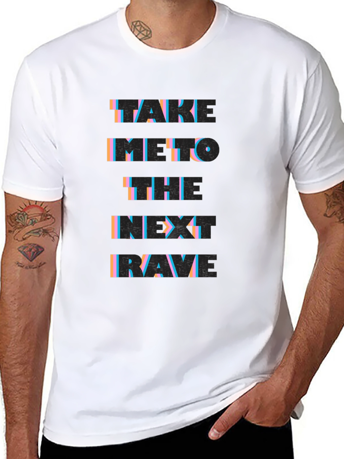 Take Me To The Next Rave Black Graphic T-Shirt