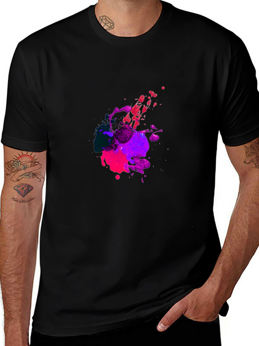 Abstract Splatter Graphic Tee - Bold Black T-Shirt