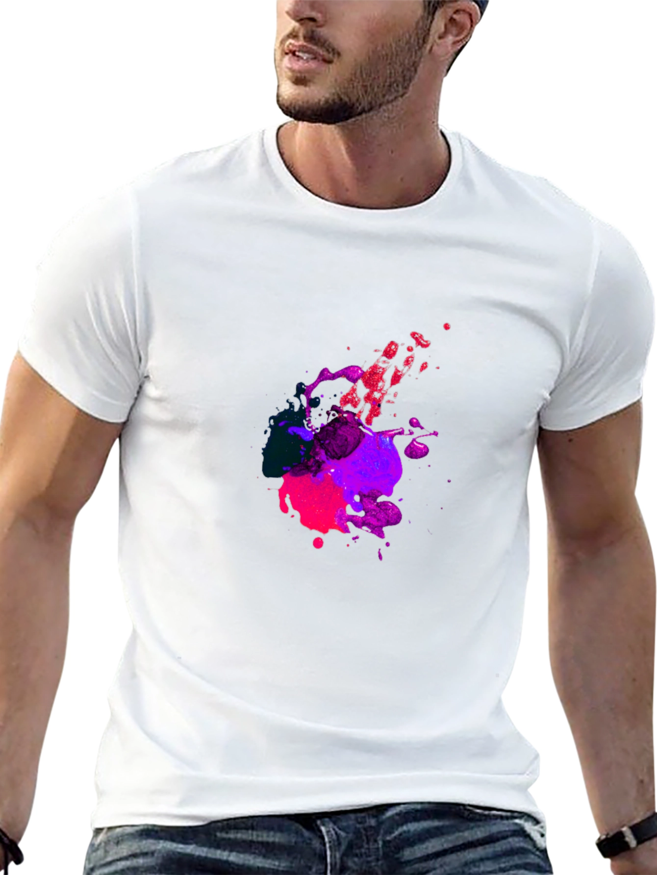 Abstract Splatter Graphic Tee - Bold Black T-Shirt