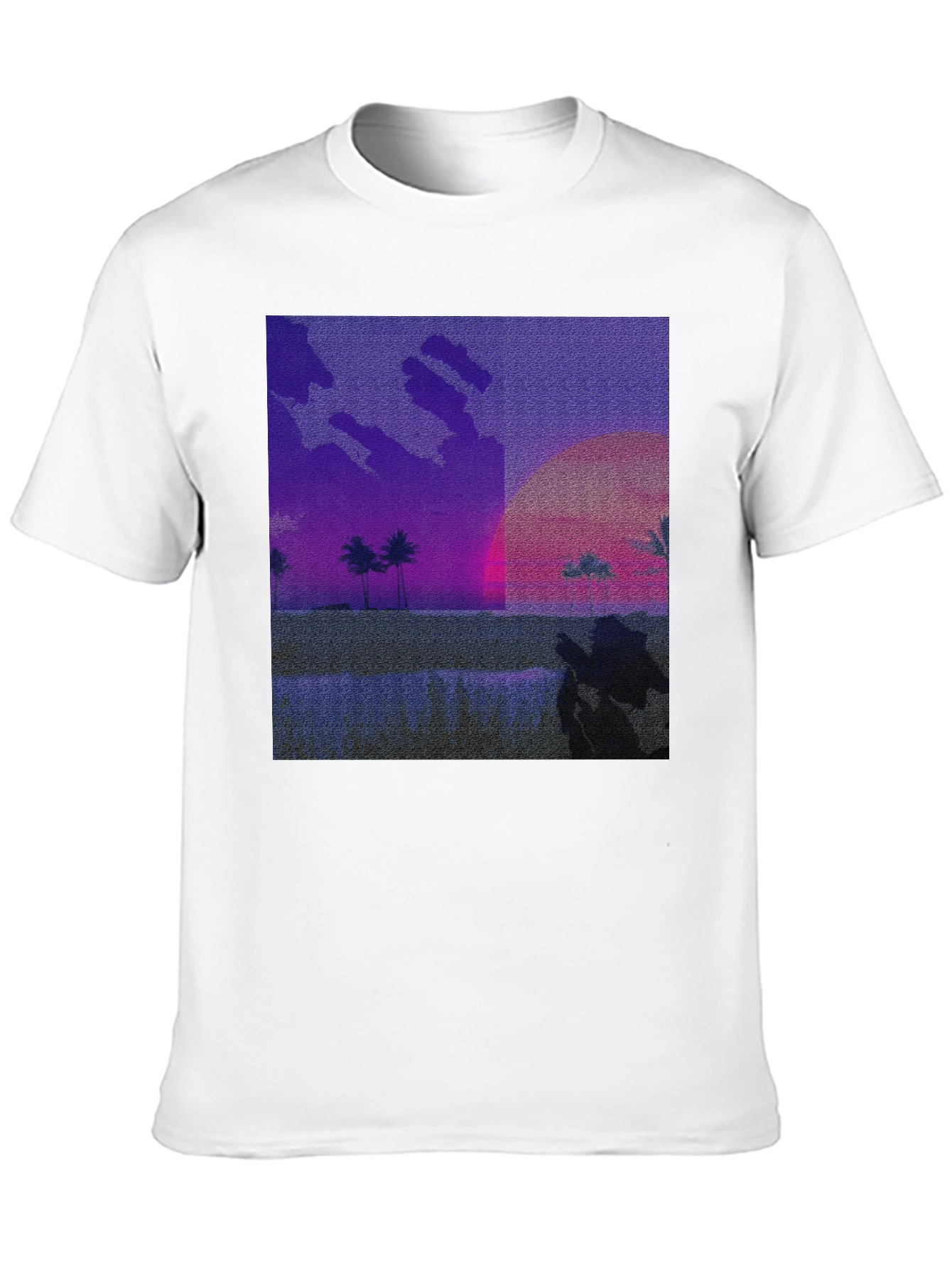 Synthwave Beach T-Shirt - Retro Sunset Tee