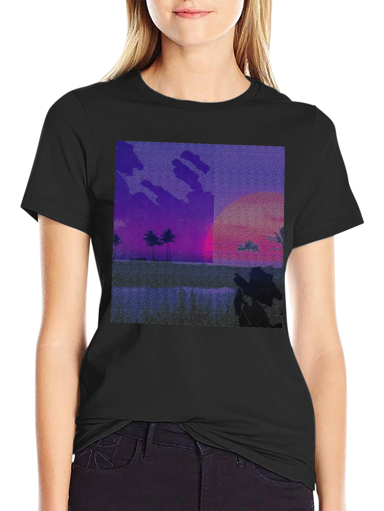 Synthwave Beach T-Shirt - Retro Sunset Tee