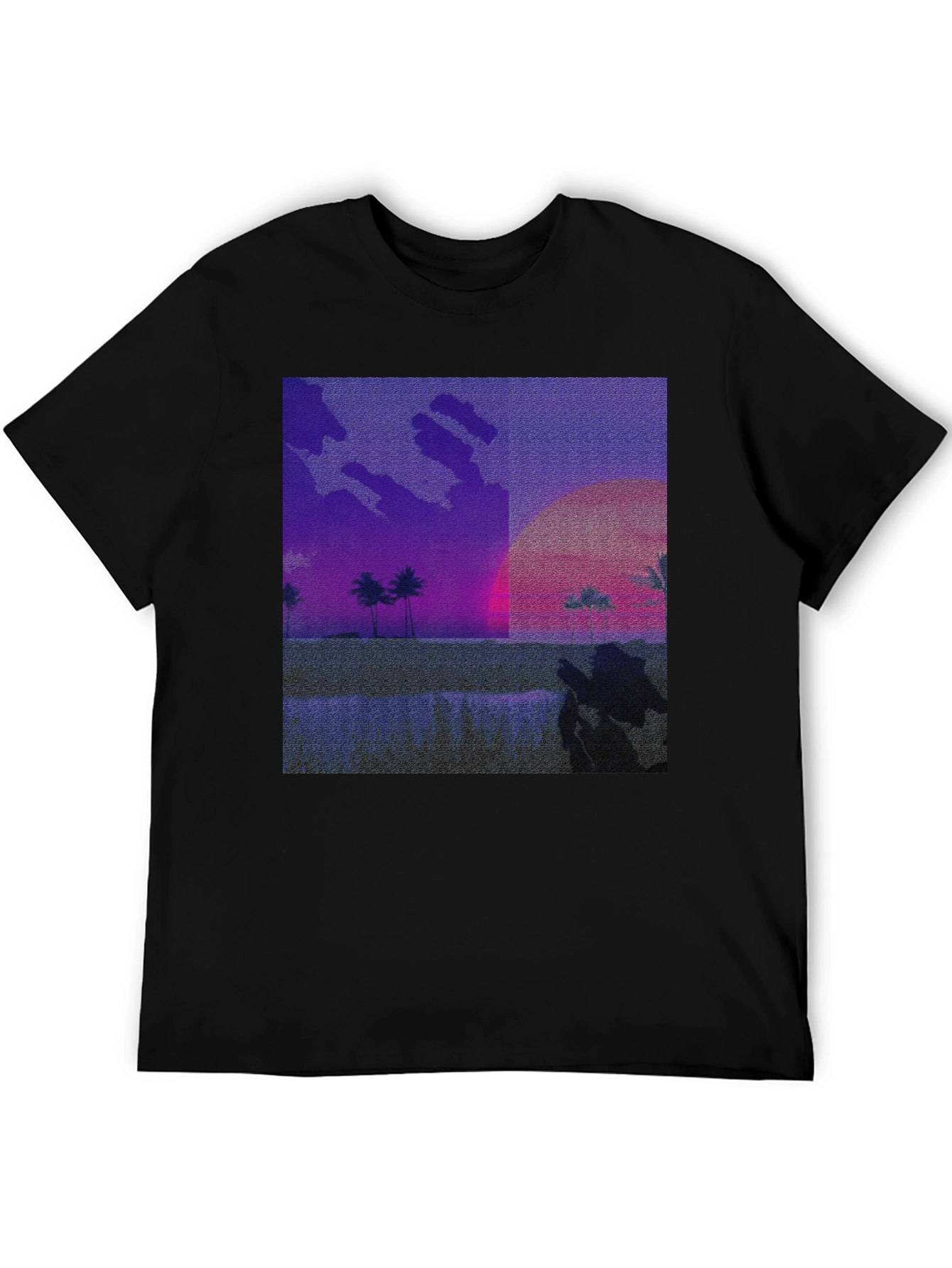 Synthwave Beach T-Shirt - Retro Sunset Tee