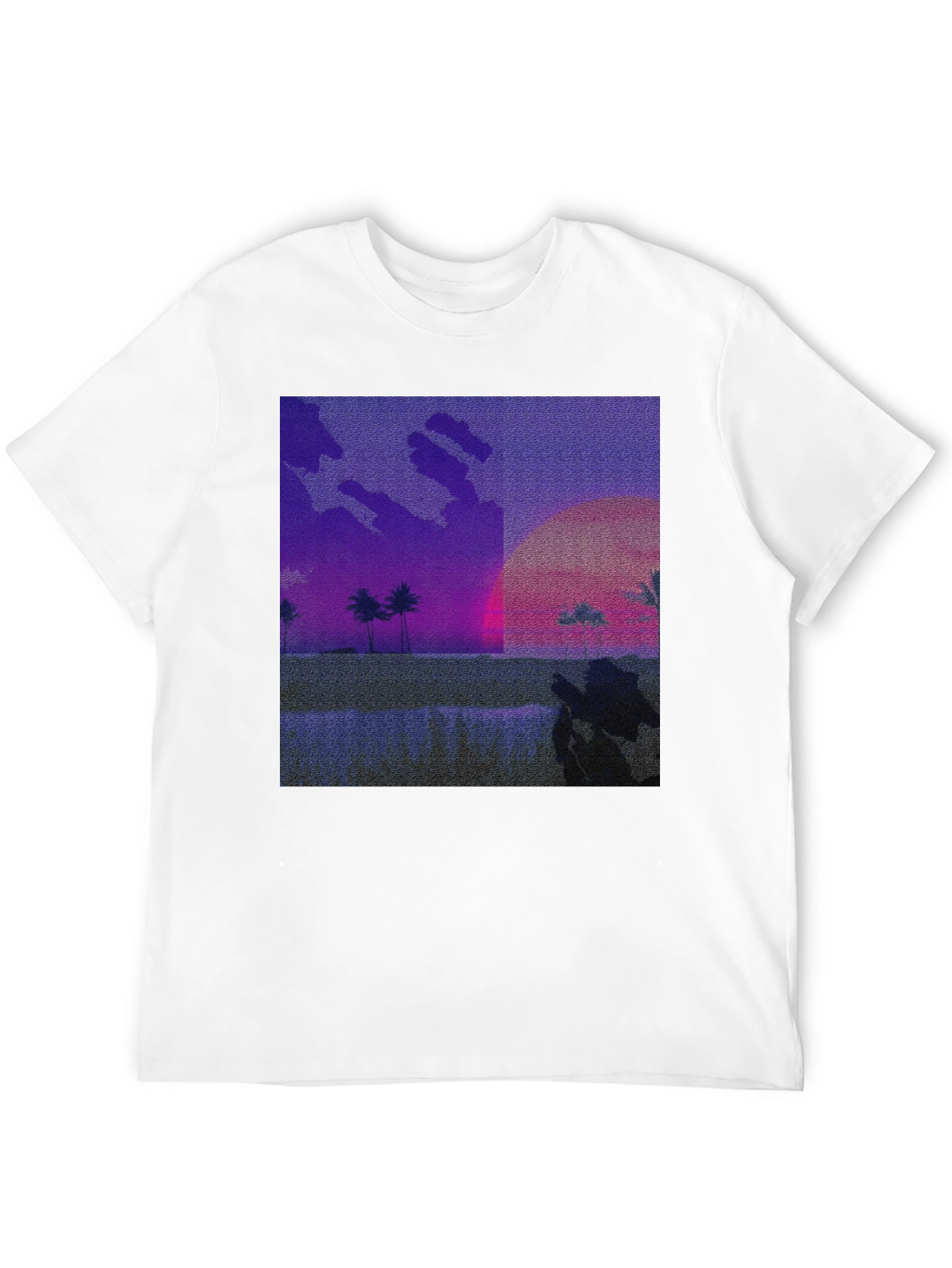 Synthwave Beach T-Shirt - Retro Sunset Tee