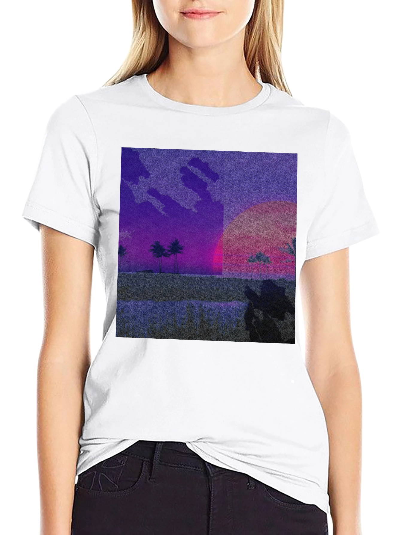 Synthwave Beach T-Shirt - Retro Sunset Tee