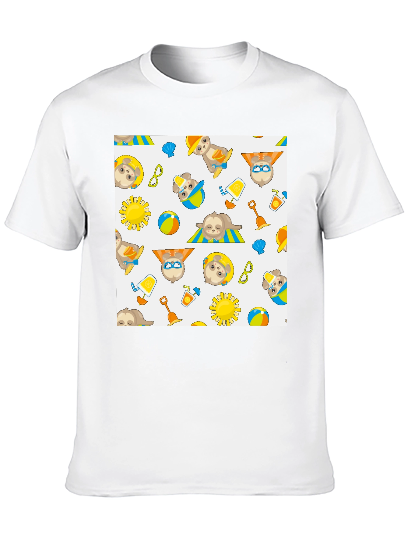 Summer Sloth Print Black T-Shirt