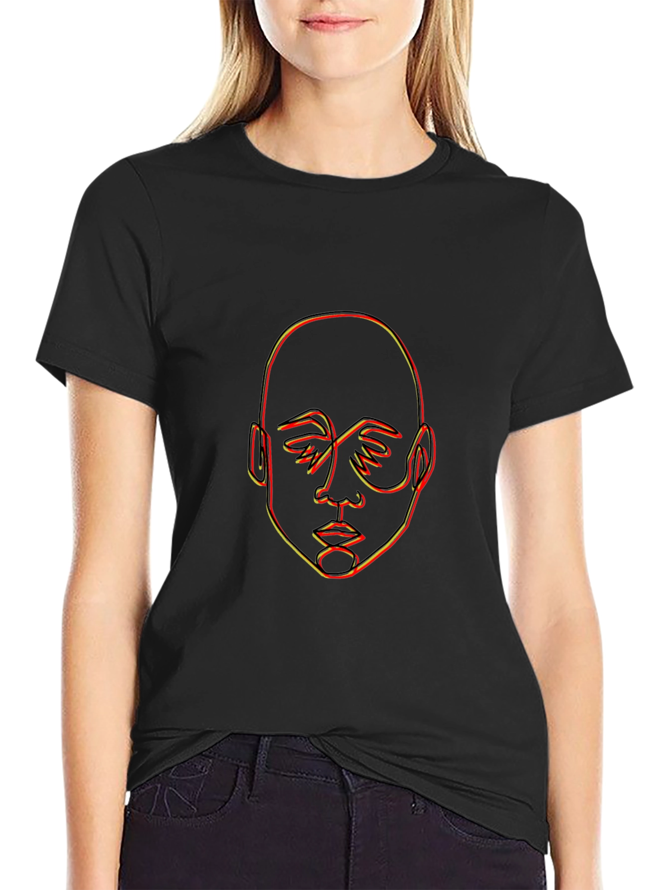 Abstract Face Outline Graphic Tee