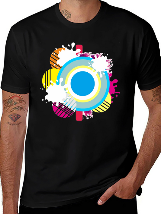 Abstract Graphic Tee - Mens Casual Black T-Shirt