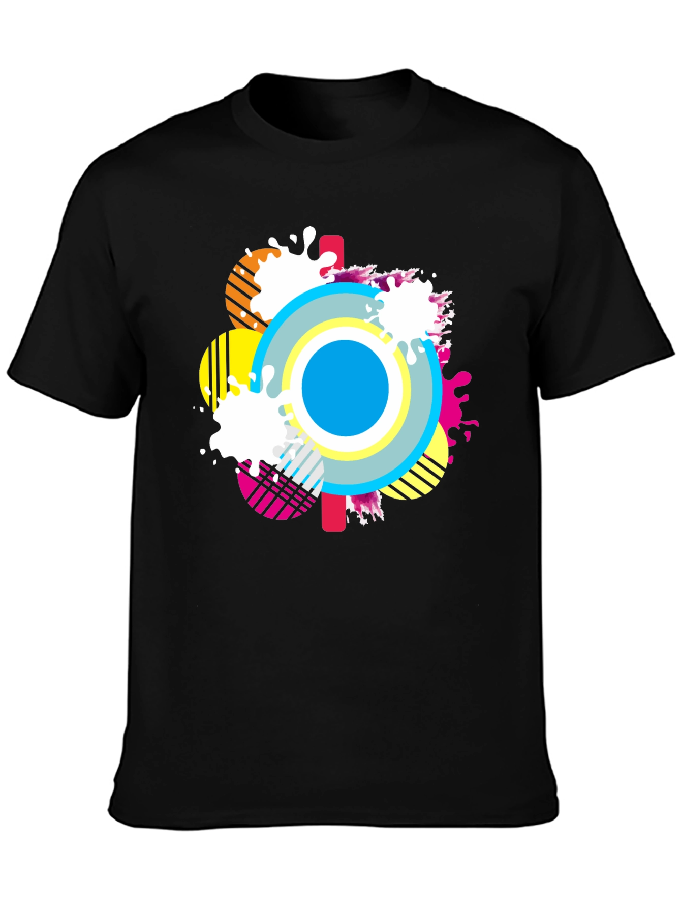 Abstract Graphic Tee - Mens Casual Black T-Shirt