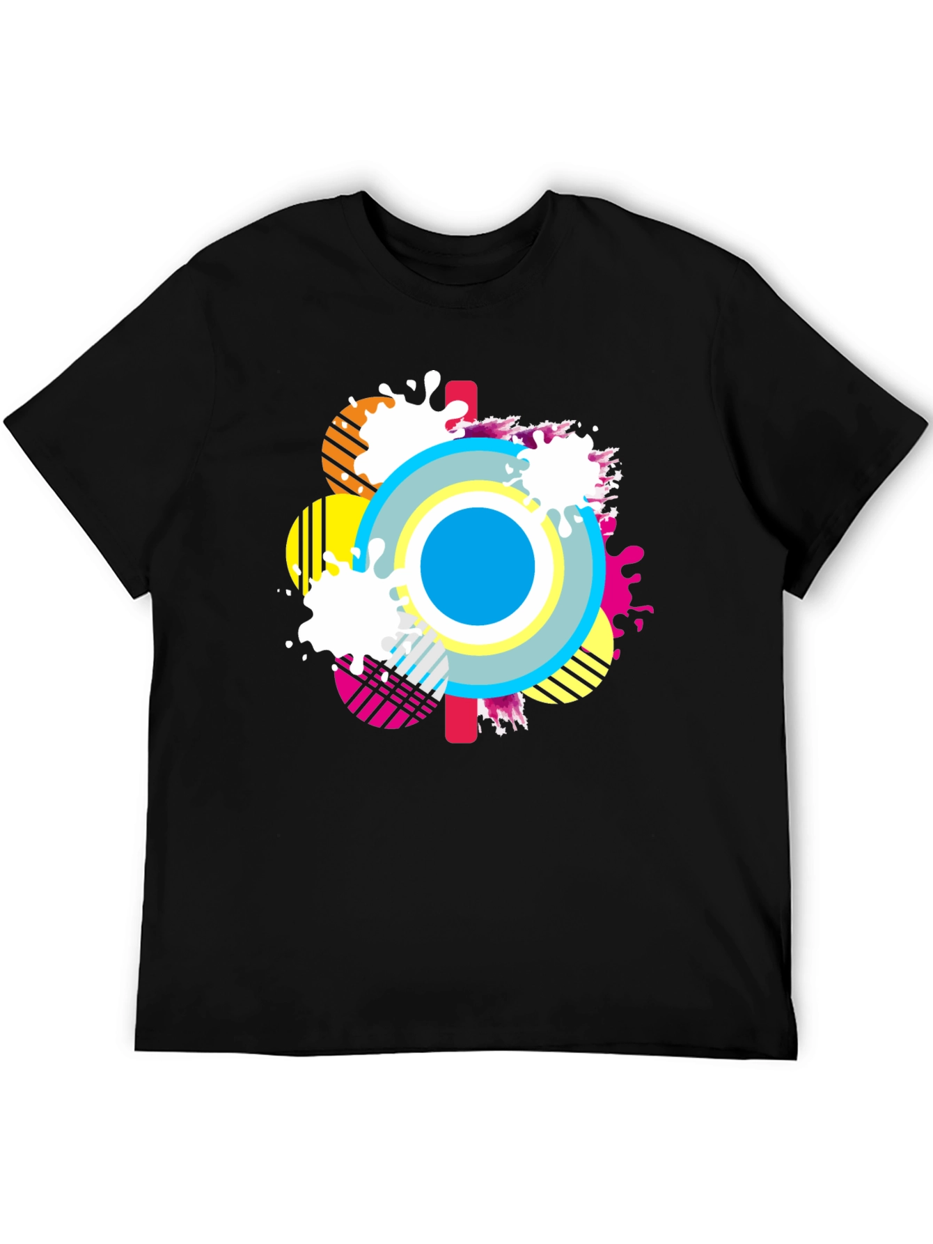 Abstract Graphic Tee - Mens Casual Black T-Shirt