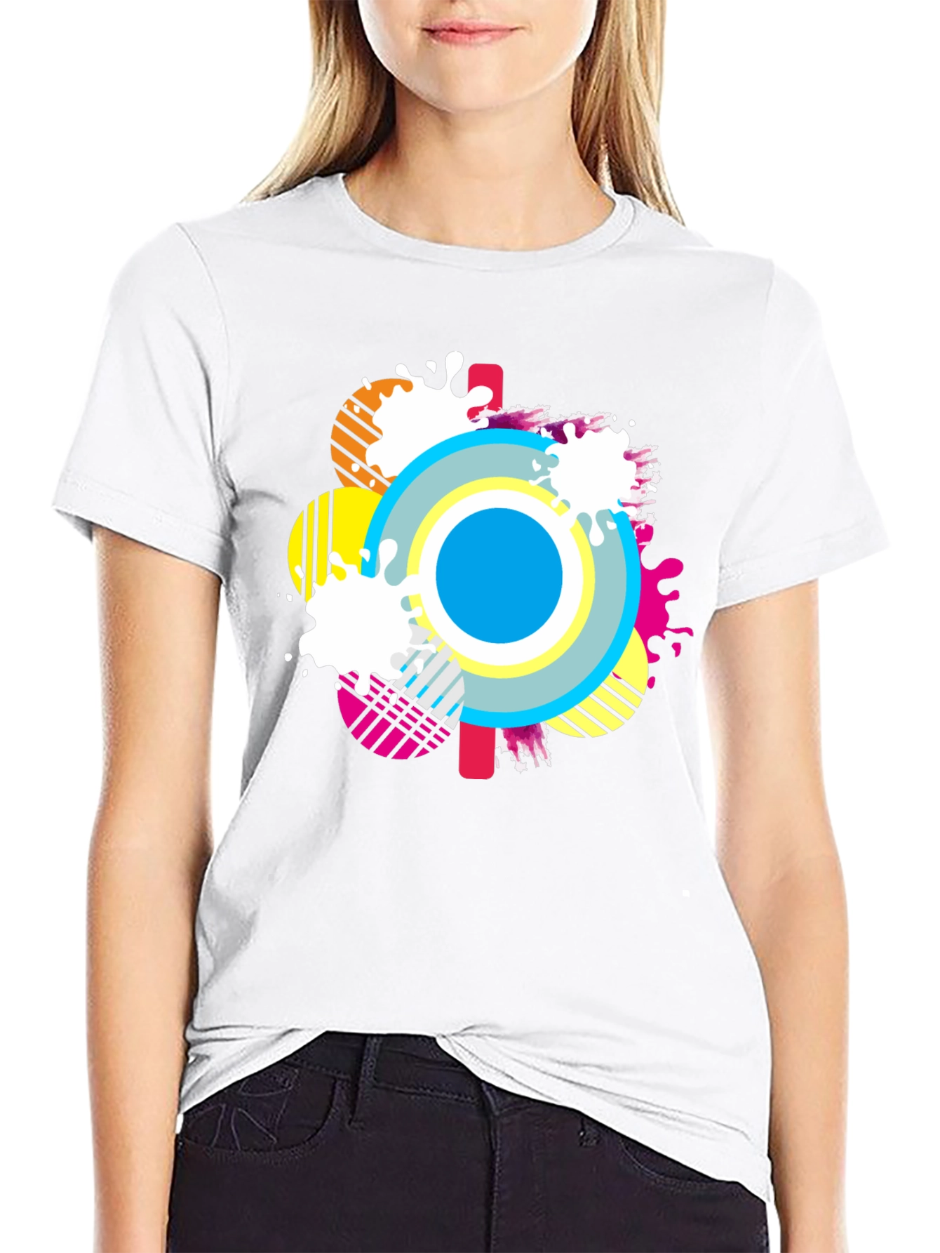 Abstract Graphic Tee - Mens Casual Black T-Shirt