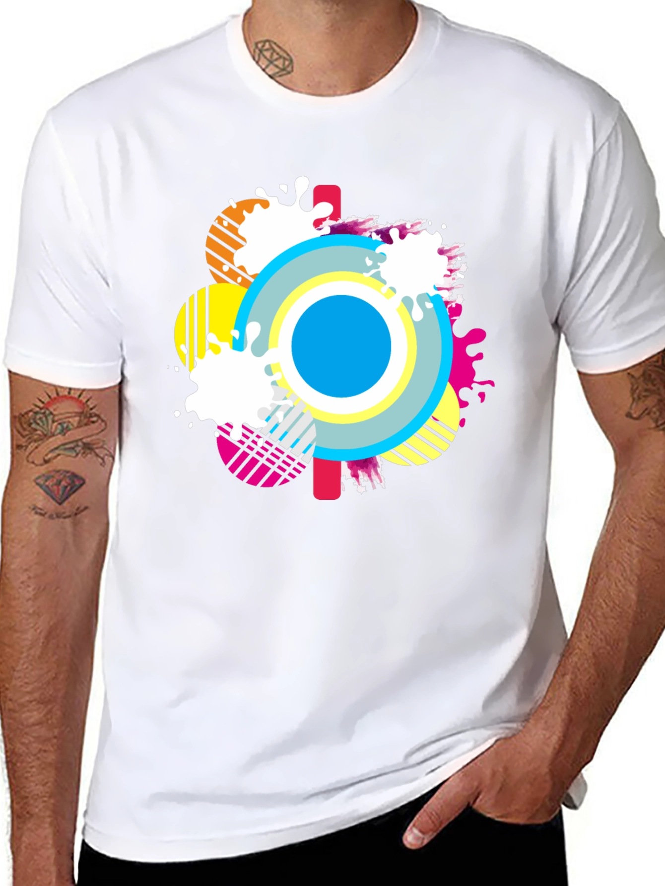 Abstract Graphic Tee - Mens Casual Black T-Shirt