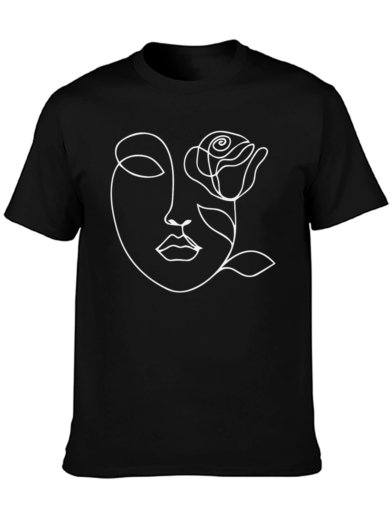 Abstract Face & Rose Graphic Tee