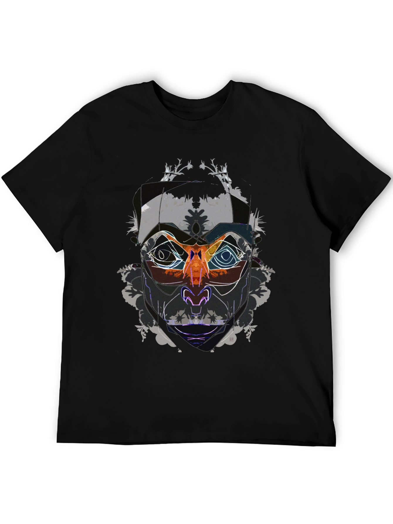 Abstract Face Graphic Black T-Shirt