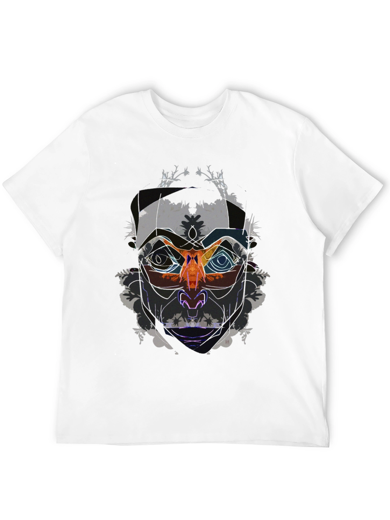 Abstract Face Graphic Black T-Shirt