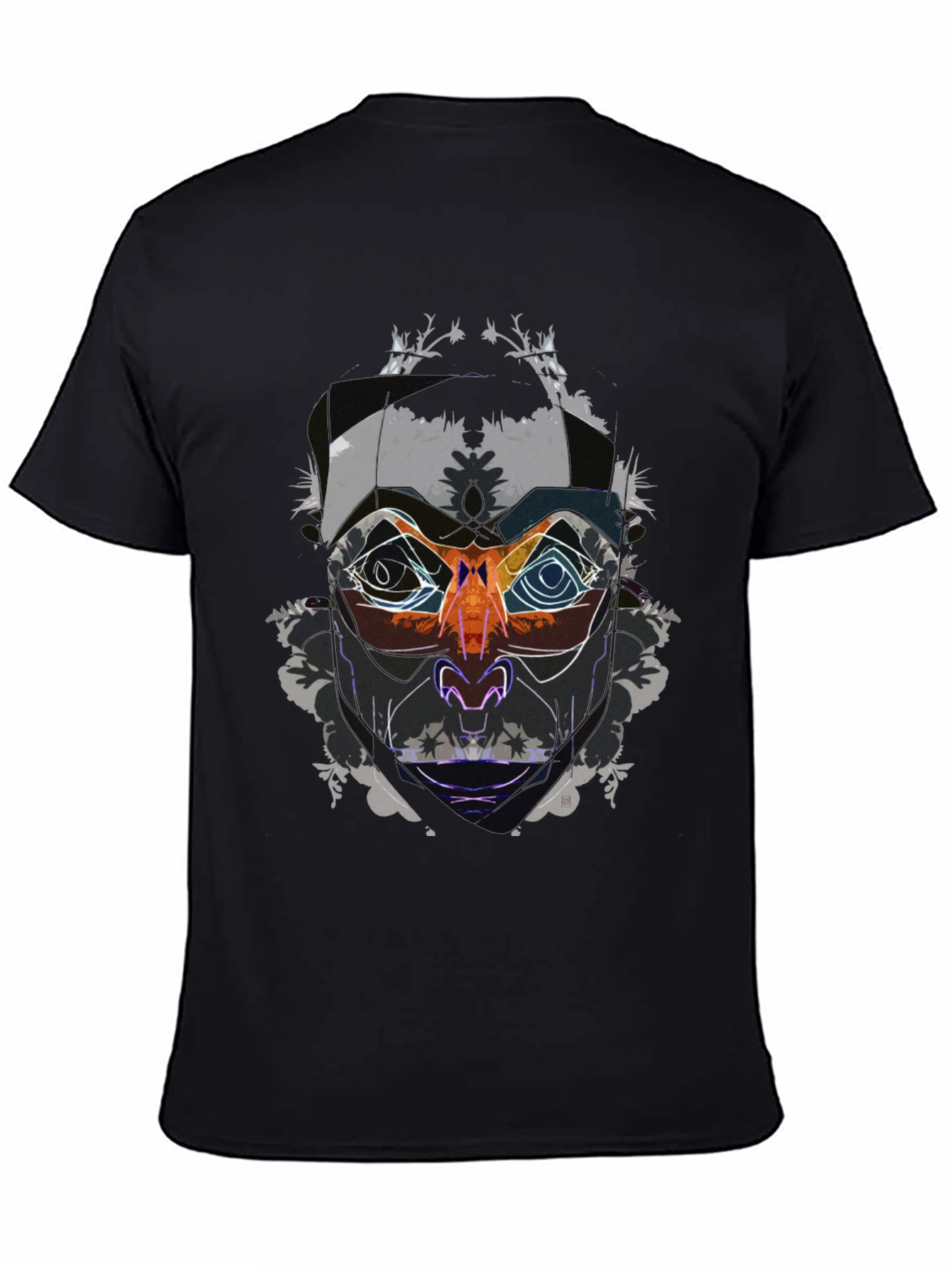 Abstract Face Graphic Black T-Shirt