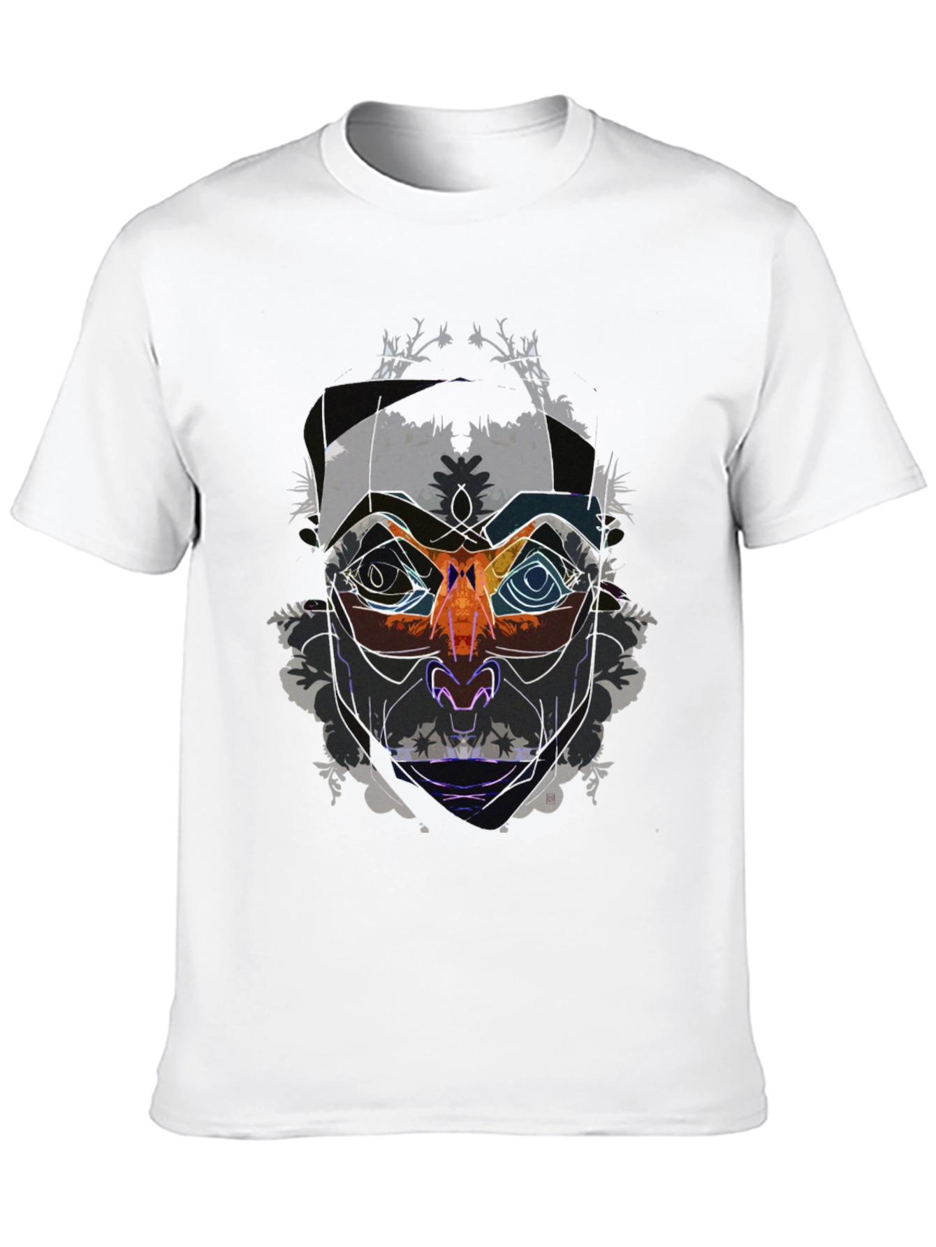 Abstract Face Graphic Black T-Shirt
