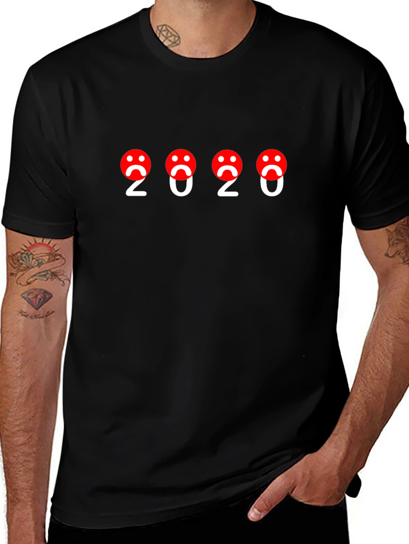 2020 Sad Face T-Shirt - Black Graphic Tee