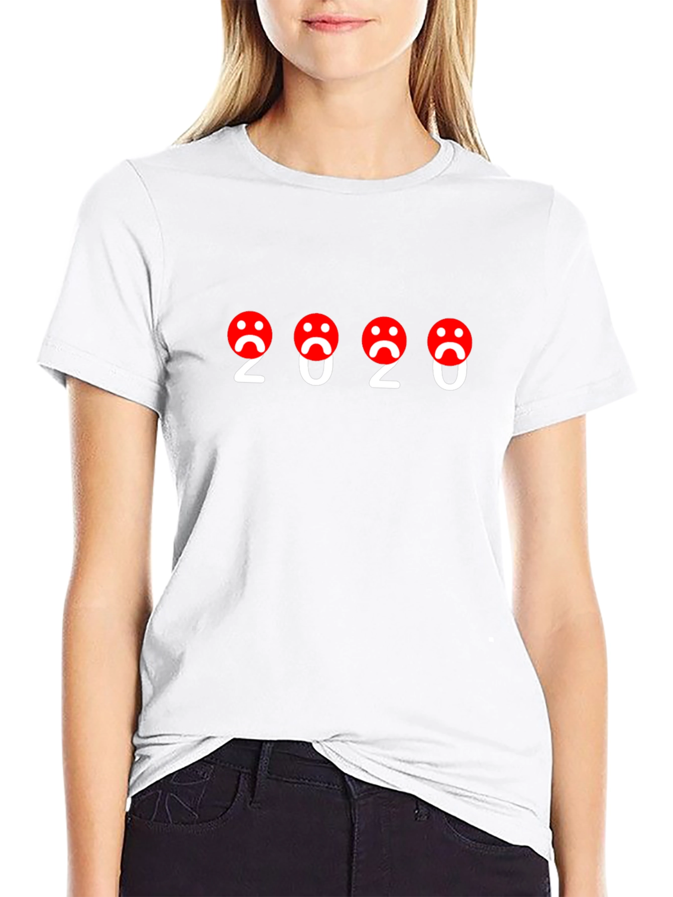 2020 Sad Face T-Shirt - Black Graphic Tee