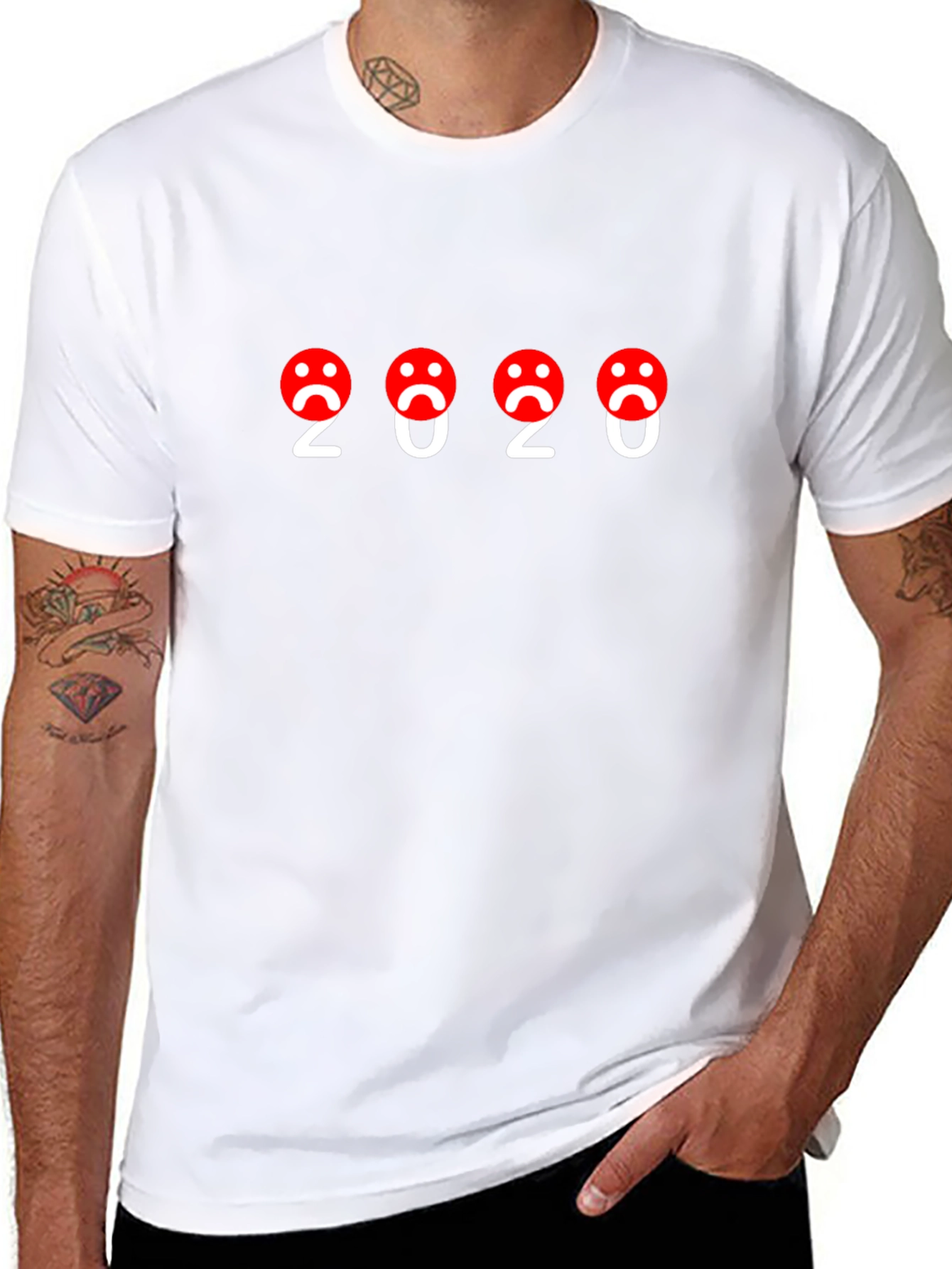 2020 Sad Face T-Shirt - Black Graphic Tee